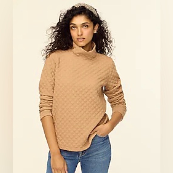 J Crew Factory Quilted mockneck pullover sweatshirt size Small L14 - Picture 3 of 10